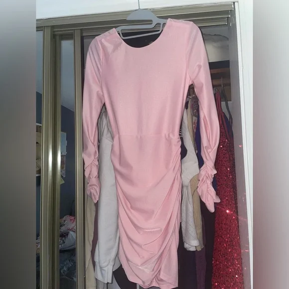 pink lucy in the sky dress Tulle Back Bow Ruched Bodycon Made in Los Angeles Search Results For Pink Day